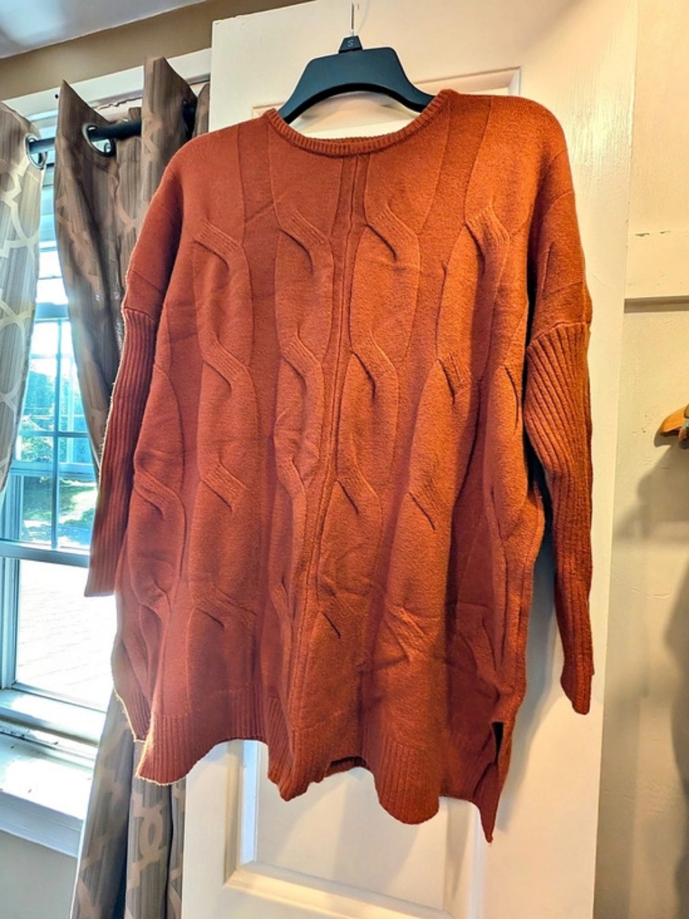 Coco + Carmen Cable Knit Sweater in Orange Size S/M